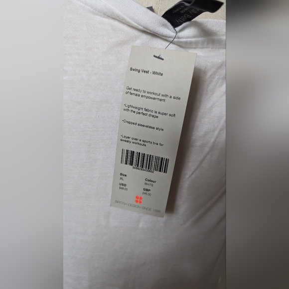 Sweaty Betty Crop Top, No Pain No Champagne White Size XL - Picture 4 of 7